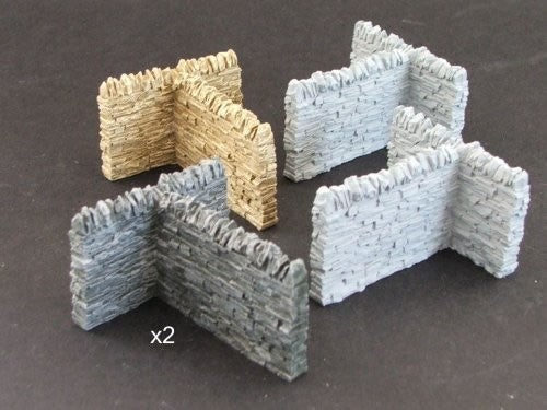 Dry Stone Wall t-corners x 2 (resin)