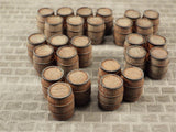 Clusters of Large Wooden Barrels