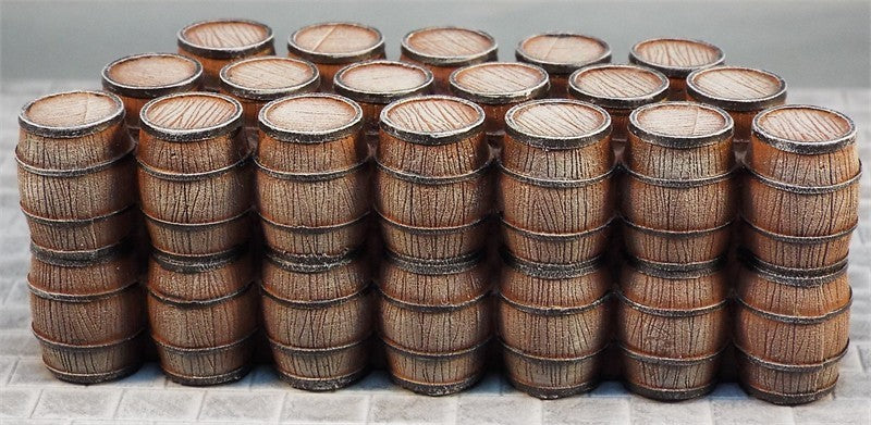 Vertically Stacked Small Wooden Barrels (resin)