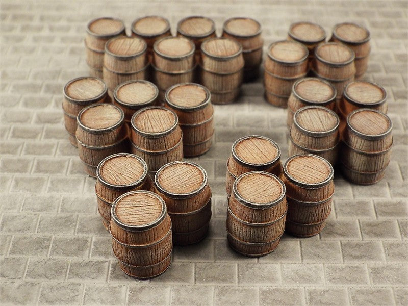 Assorted Clusters of Small Wooden Barrels (resin)